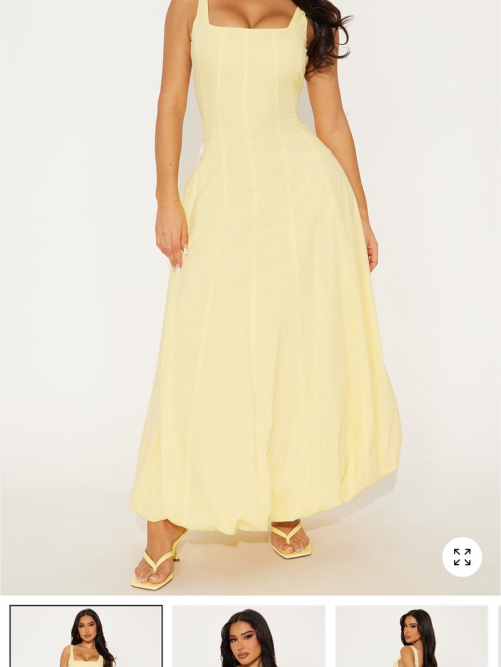 Fashion Nova Pale Yellow Linen Dress